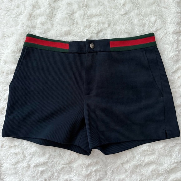 EUC GUCCI Web Stripe Waist Shorts Navy